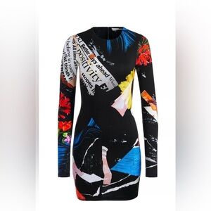Alice + Olivia Black Multicolor Long Sleeve Dress